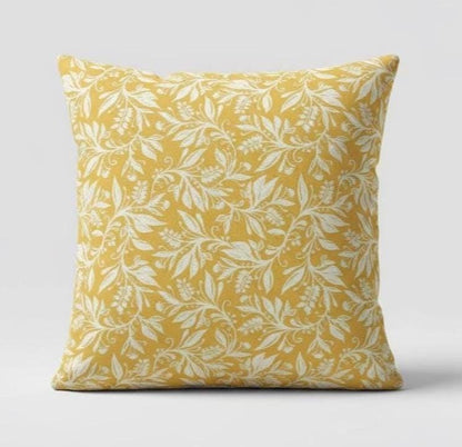 Berry Clusters Leaves Floral Ochre Yellow Cushion Cover , Throw Pillow , Scatter Cushions , Cushion Cover UK