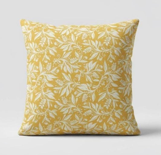 Berry Clusters Leaves Floral Ochre Yellow Cushion Cover , Throw Pillow , Scatter Cushions , Cushion Cover UK