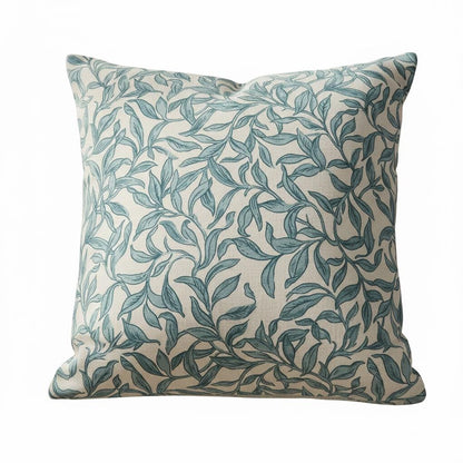 Leaf Elegance Entwistle Teal Cushion Cover , Leaves Throw Pillow , Handmade UK