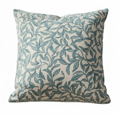 Leaf Elegance Entwistle Teal Cushion Cover , Leaves Throw Pillow , Handmade UK