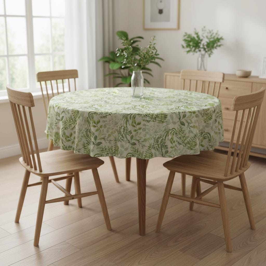 Botanical Leaves Floral Tablecloth , Handmade in UK