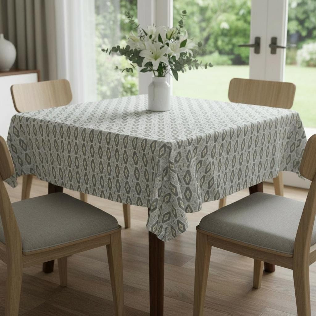 Retro Diamond Geometric Tablecloth , Round Oval Square Handmade UK