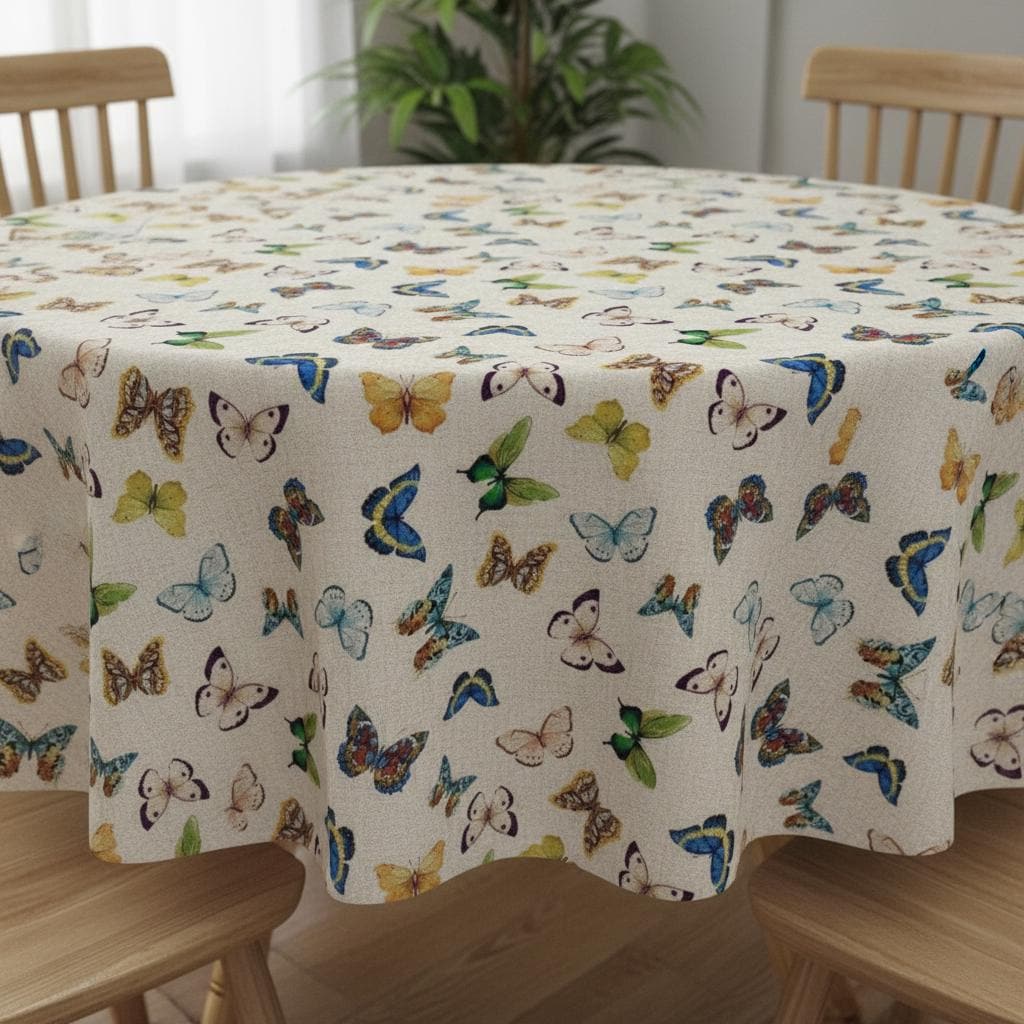 Butterfly Linen Look Tablecloth, Handmade in UK