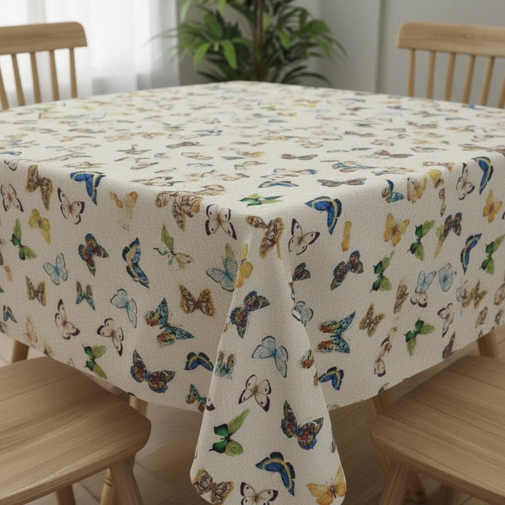 Butterfly Linen Look Tablecloth, Handmade in UK