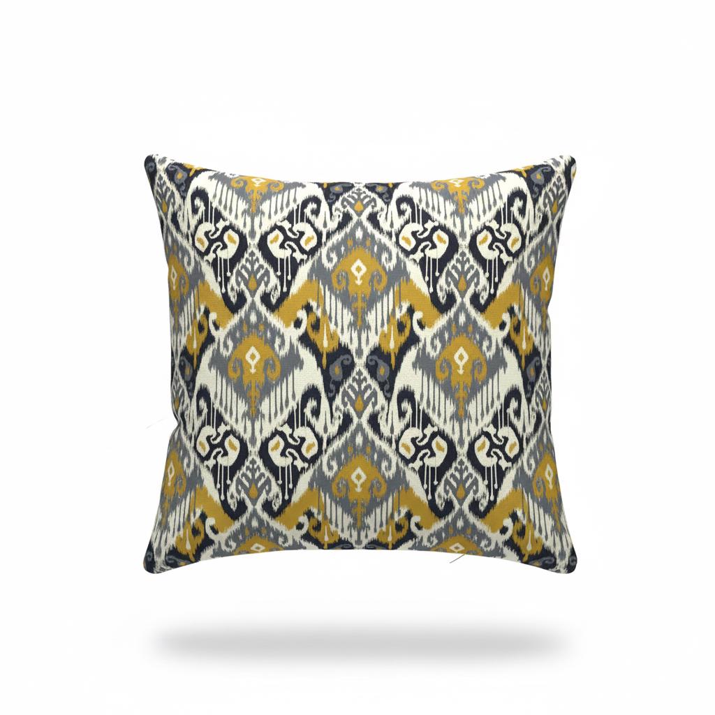 Ikat Geometric Ochre Cushion Cover