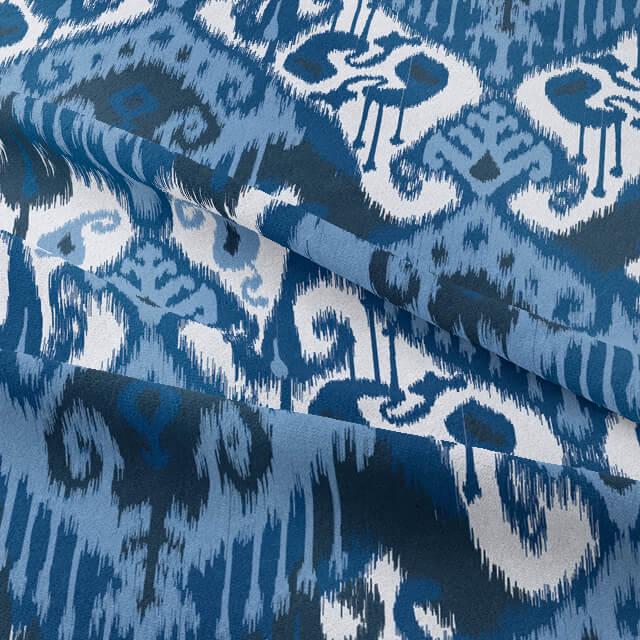 Ikat Geometric Blue Cushion Cover