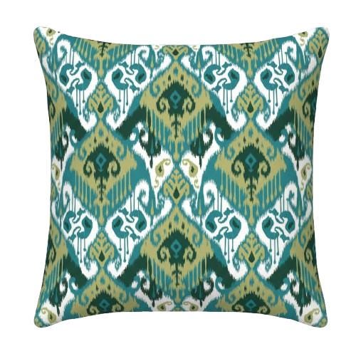 Ikat Geometric Teal Cushion Cover