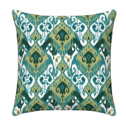 Ikat Geometric Teal Cushion Cover