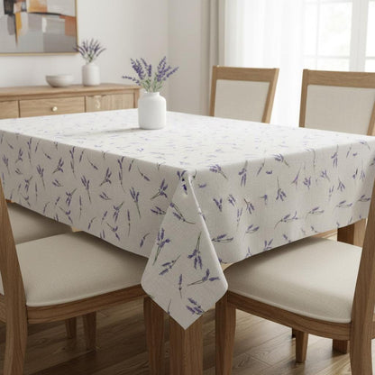 Lavender Sprigs Natural Tablecloth , Linen Look Table Cloth , Round Oval Rectange , Handmade UK