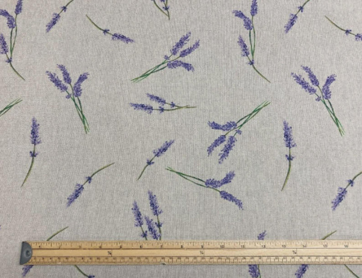Lavender Sprigs Natural Tablecloth , Linen Look Table Cloth , Round Oval Rectange , Handmade UK