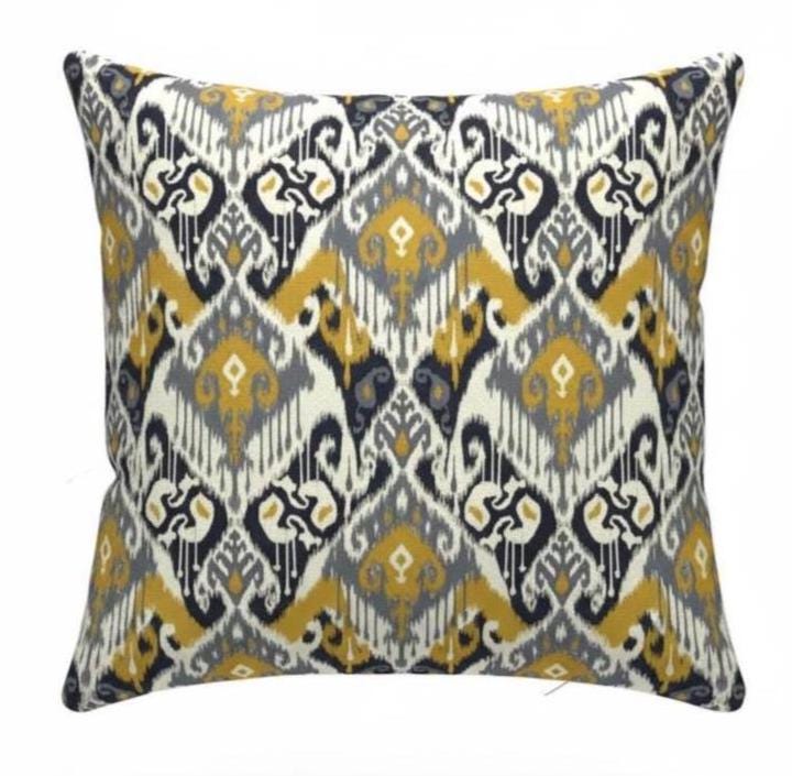 Ikat Geometric Ochre Cushion Cover