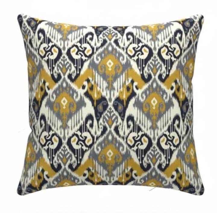 Ikat Geometric Ochre Cushion Cover