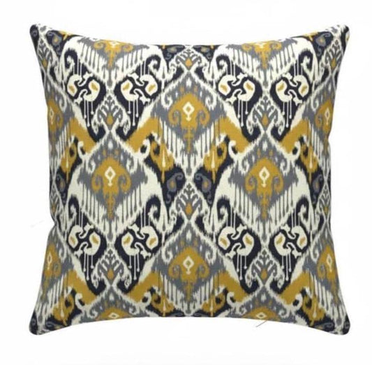 Ikat Geometric Ochre Cushion Cover