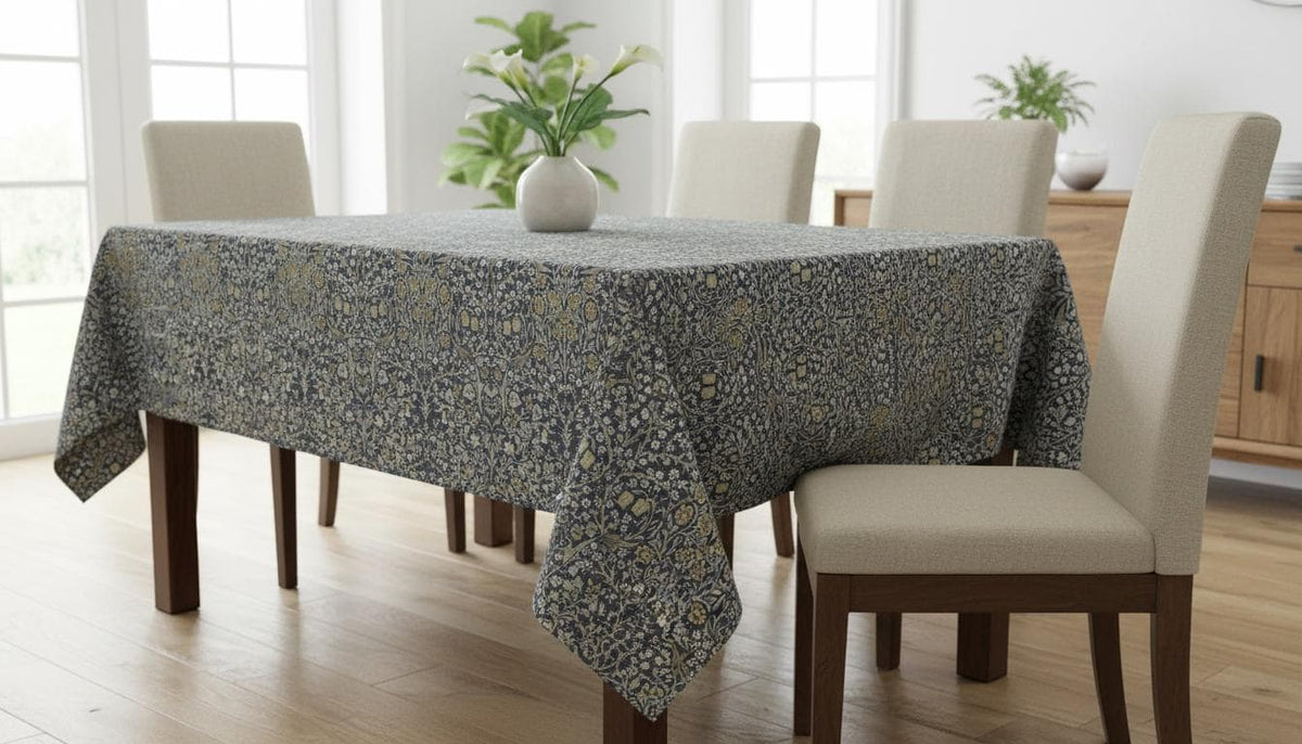 William Morris Tablecloth Blackthorne River Blue , Floral William Morris Table Cloth , Round Oval Rectangle , Handmade UK