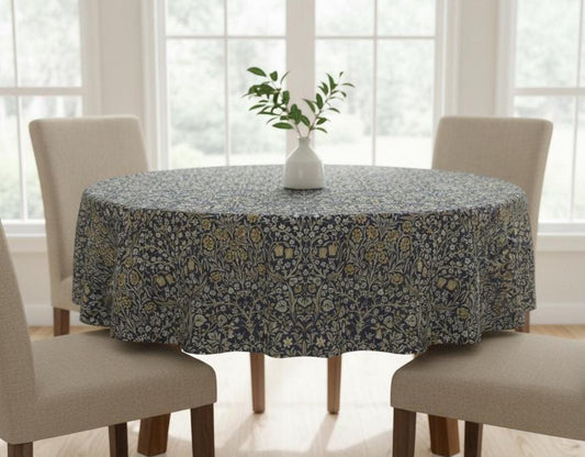 William Morris Tablecloth Blackthorne River Blue , Floral William Morris Table Cloth , Round Oval Rectangle , Handmade UK