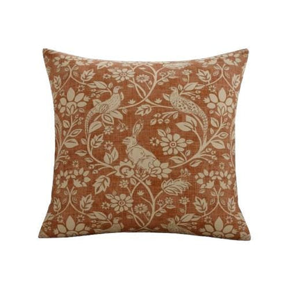 Heathland Copper Rustic Floral Wildlife Hares Game Cushion Cover