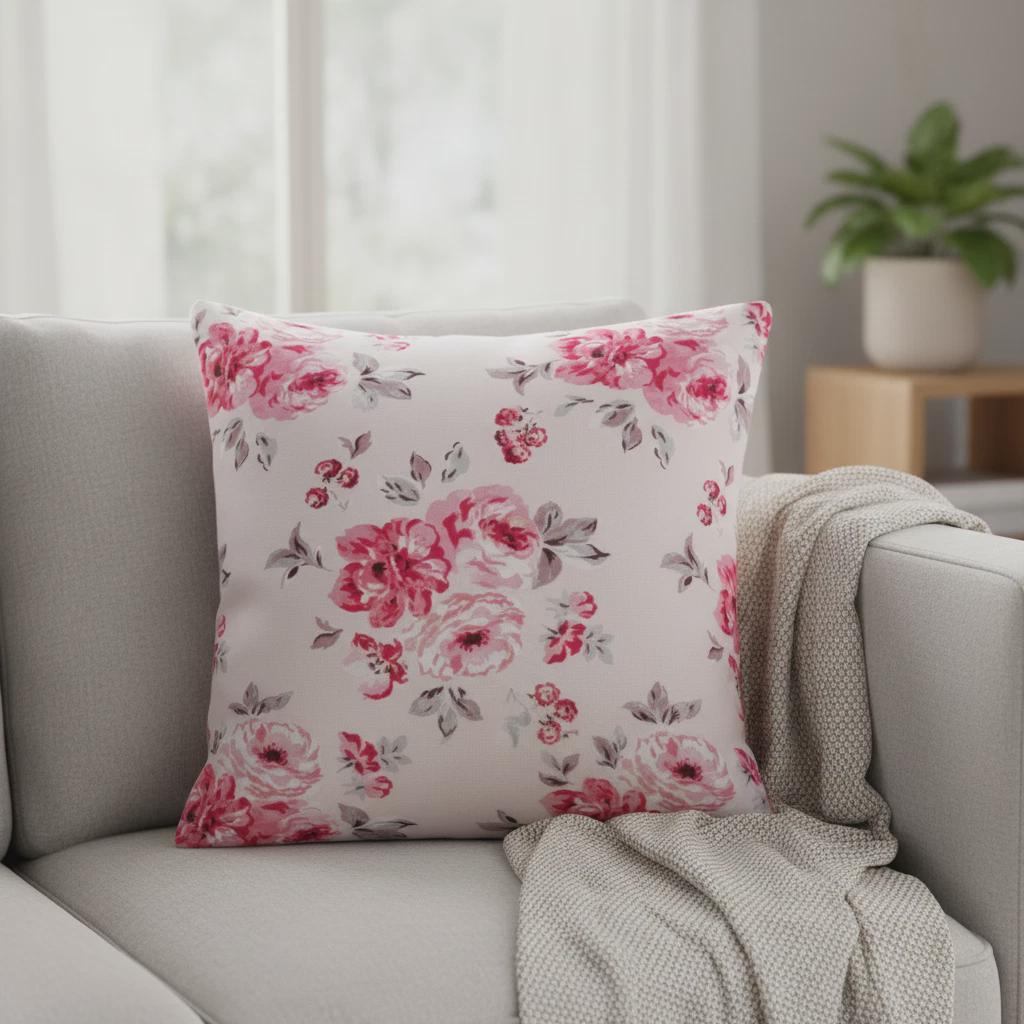 Cath Kidston Brampton Bunch Raspberry Cushion Cover , Vintage Rose Pillow cover