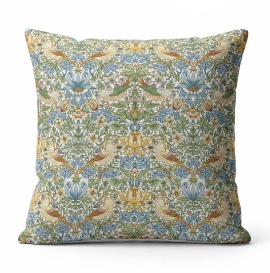 William Morris Strawberry Thief Sky Blue Cushion Cover , Handmade UK