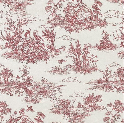 Red Toile De Jouy Cushion Cover, Vintage French Style Throw Pillow
