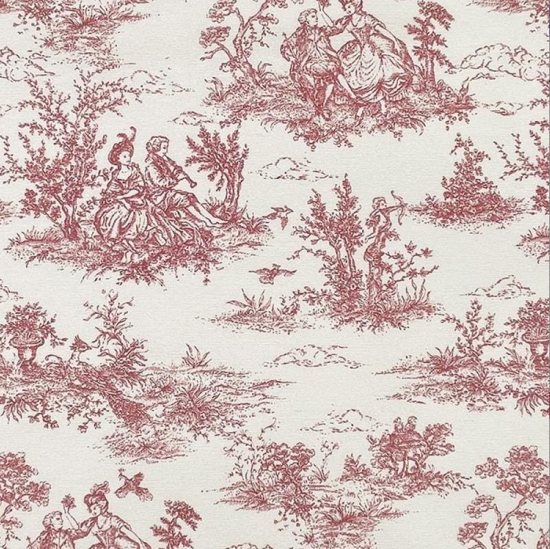 Red Toile De Jouy Cushion Cover, Vintage French Style Throw Pillow