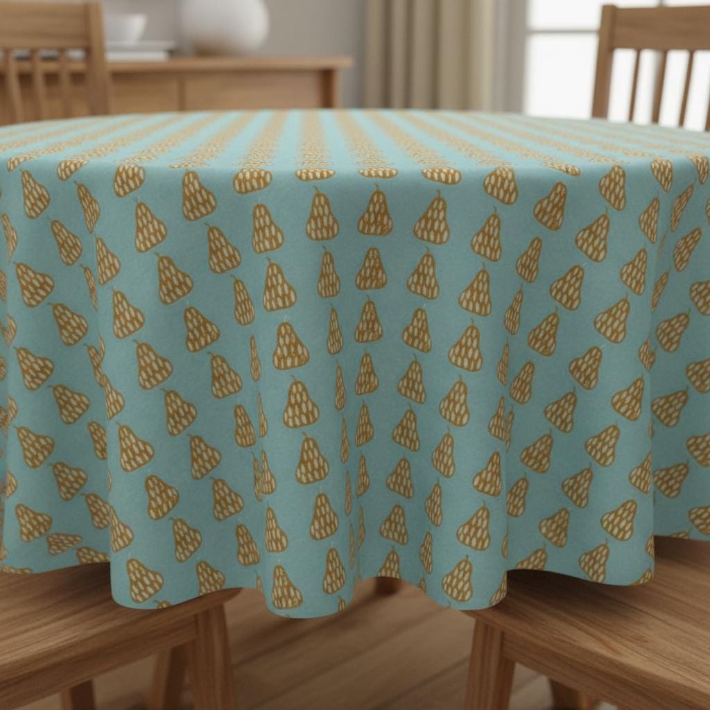 Scandi Pears Tangerine Tablecloth , Round Oval Rectangle , Handmade UK