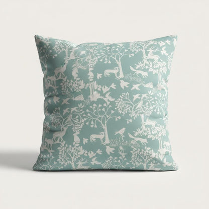Woodland Deer Cushion Cover , Vilda Ice Blue Throw Pillow , Handmade UK