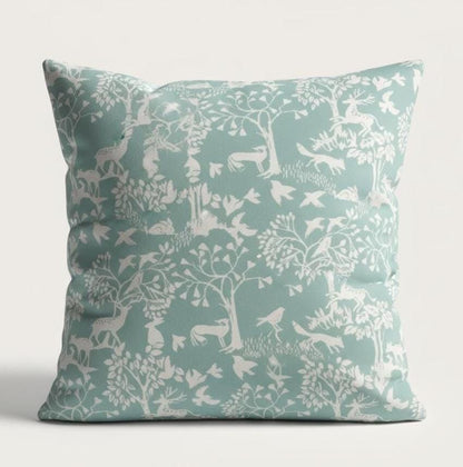 Woodland Deer Cushion Cover , Vilda Ice Blue Throw Pillow , Handmade UK