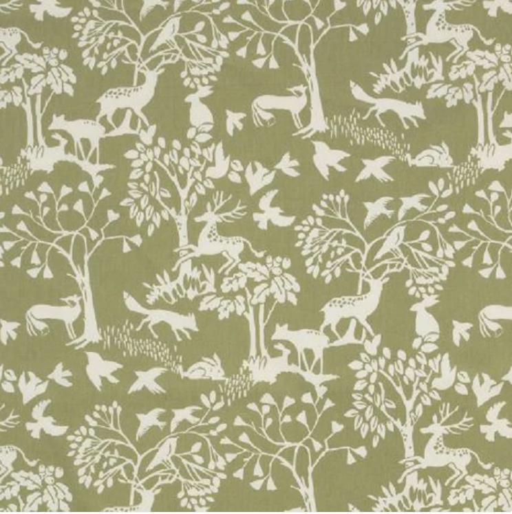 Woodland Deer Cushion Cover , Vilda Sage Green Throw Pillow , Handmade UK
