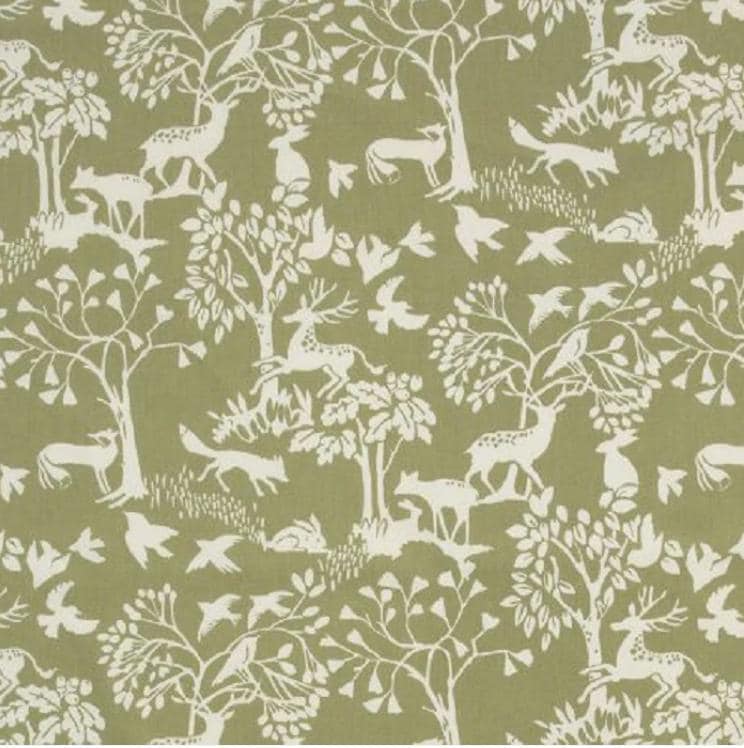 Woodland Deer Cushion Cover , Vilda Sage Green Throw Pillow , Handmade UK