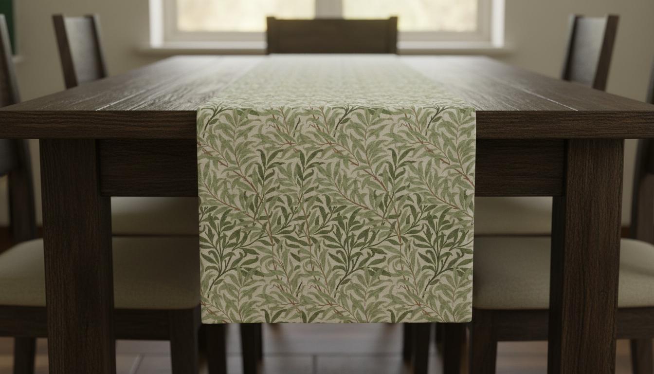 William Morris Table Runner Willow Bough Sage Green , Cotton Napkins , Handmade UK