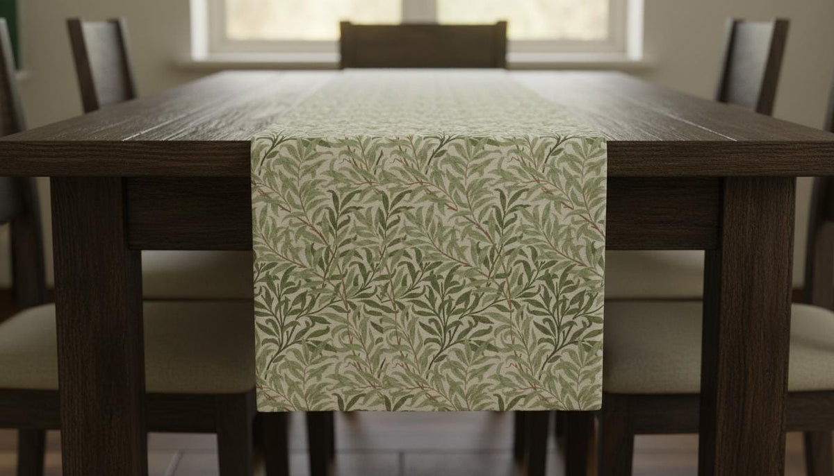 William Morris Table Runner Willow Bough Sage Green , Cotton Napkins , Handmade UK