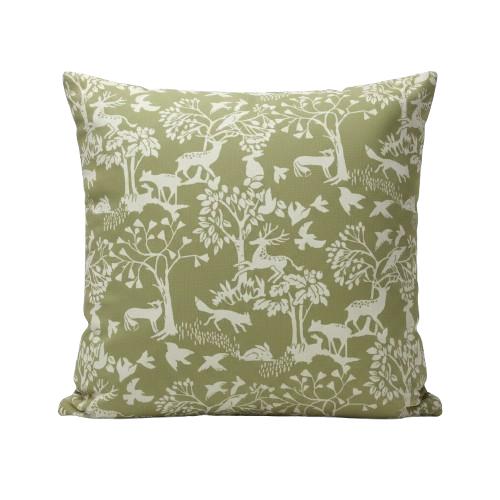 Woodland Deer Cushion Cover , Vilda Sage Green Throw Pillow , Handmade UK