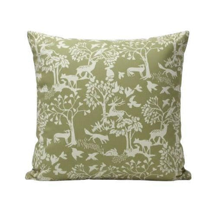 Woodland Deer Cushion Cover , Vilda Sage Green Throw Pillow , Handmade UK