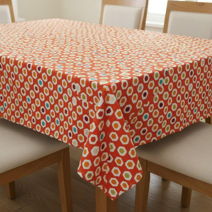 Vibrant Retro Hexagon Geometric Pattern Tablecloth , Round Oval Rectangle