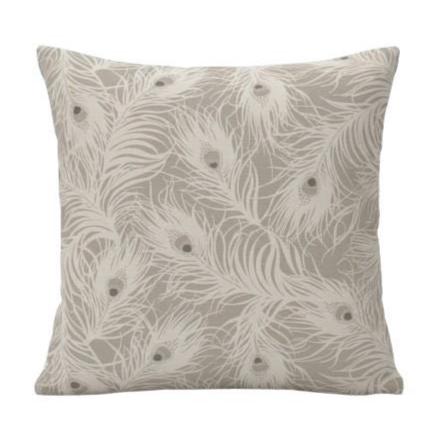 Peacock Feather Natural Cushion Cover, Handmade Cotton Throw Pillow