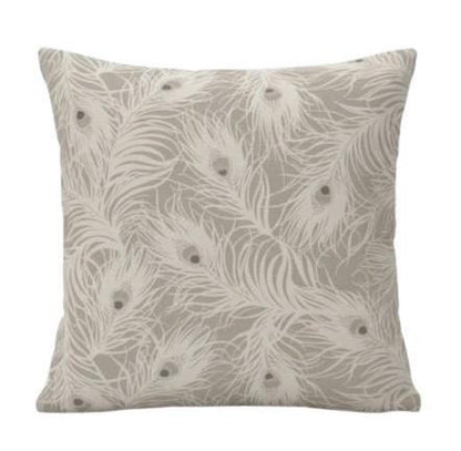 Peacock Feather Natural Cushion Cover, Handmade Cotton Throw Pillow