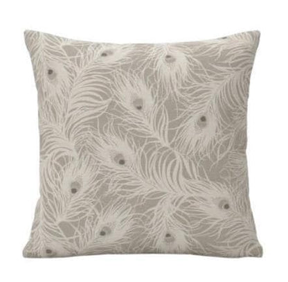 Peacock Feather Natural Cushion Cover, Handmade Cotton Throw Pillow