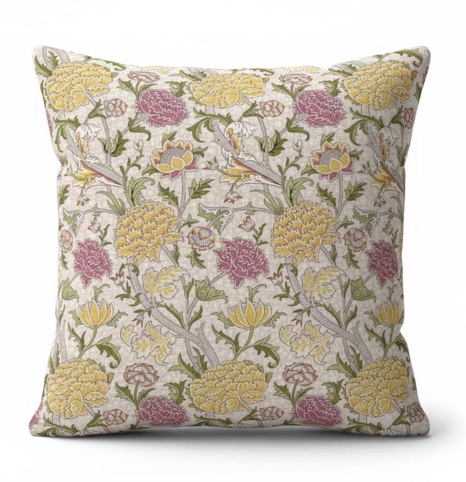 William Morris Cray Floral Stardust Cushion Cover , Cotton Throw Pillow , Handmade UK