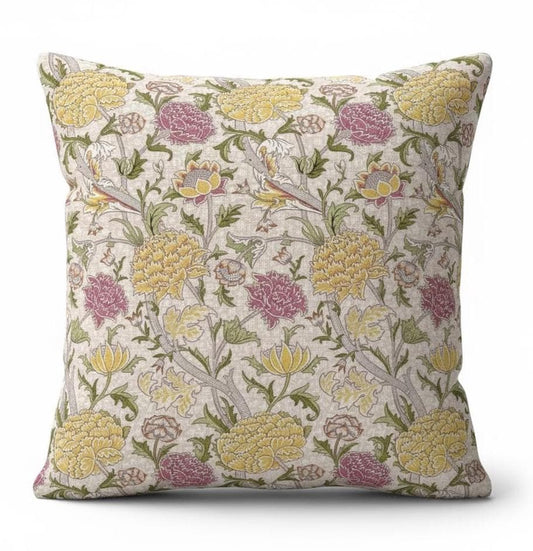 William Morris Cray Floral Stardust Cushion Cover , Cotton Throw Pillow , Handmade UK