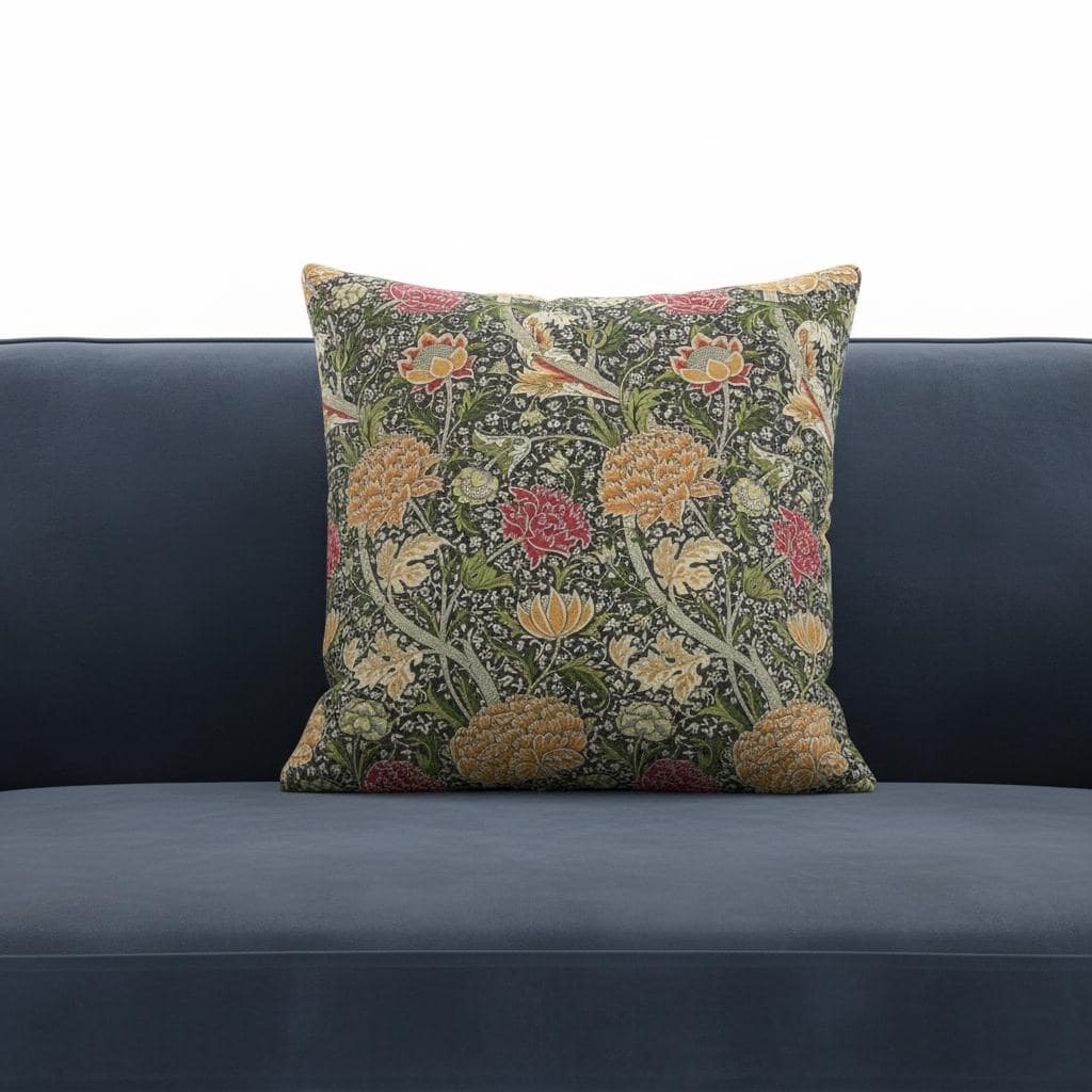 William Morris Cray Floral Autumn Cushion Cover , Cotton Throw Pillow , Handmade UK