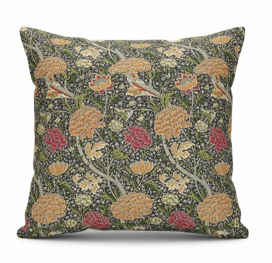 William Morris Cray Floral Autumn Cushion Cover , Cotton Throw Pillow , Handmade UK
