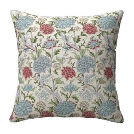 William Morris Cray Floral Paradise Blue Cushion Cover , Cotton Throw Pillow , Handmade UK