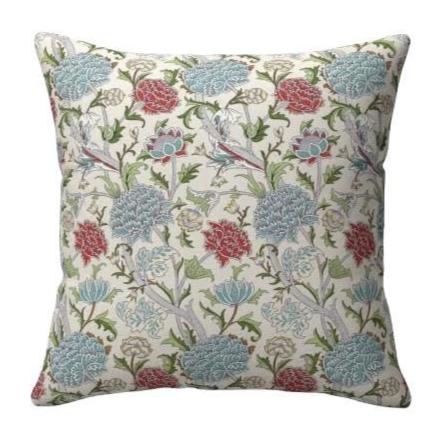 William Morris Cray Floral Paradise Blue Cushion Cover , Cotton Throw Pillow , Handmade UK