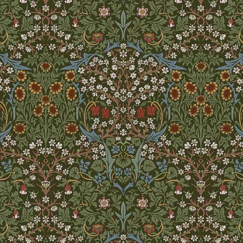 William Morris Blackthorne Floral Forest Cushion Cover , Cotton Throw Pillow , Handmade UK