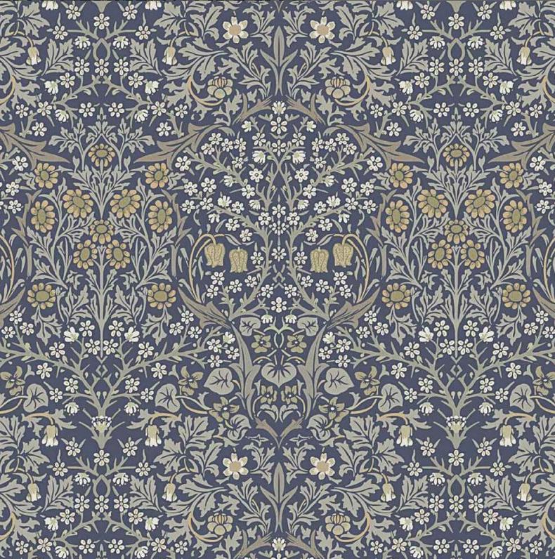William Morris Blackthorne Floral River Blue Cushion Cover , Cotton Throw Pillow , Handmade UK