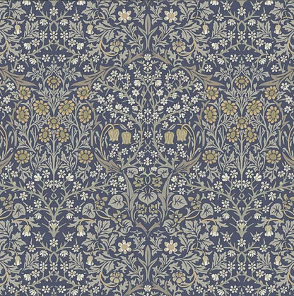 William Morris Blackthorne Floral River Blue Cushion Cover , Cotton Throw Pillow , Handmade UK