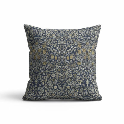 William Morris Blackthorne Floral River Blue Cushion Cover , Cotton Throw Pillow , Handmade UK