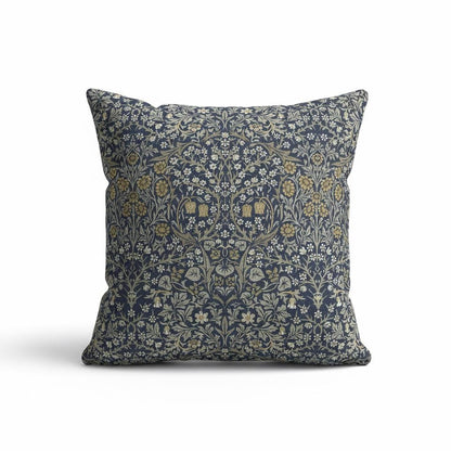 William Morris Blackthorne Floral River Blue Cushion Cover , Cotton Throw Pillow , Handmade UK