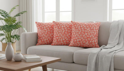 Seashells Coral Cushion Cover: Handmade Cotton Throw Pillow