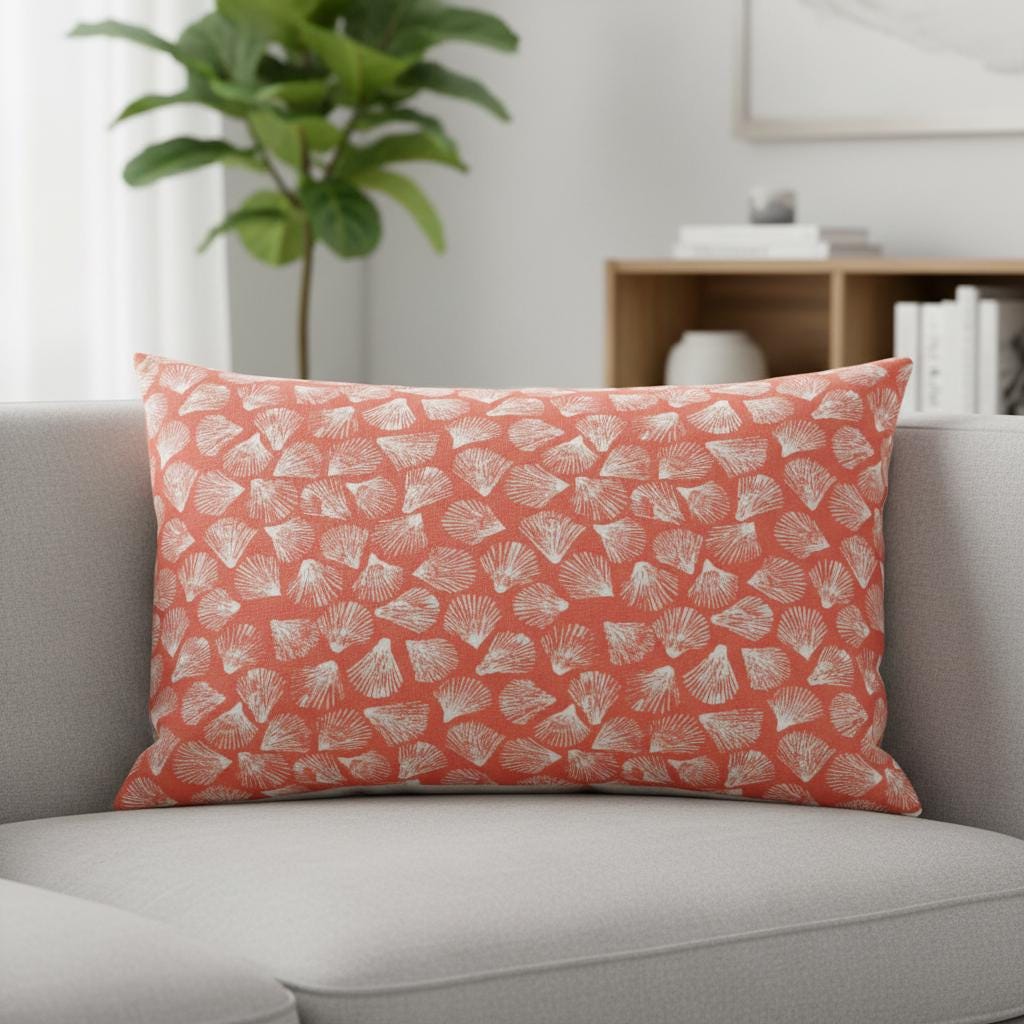 Seashells Coral Cushion Cover: Handmade Cotton Throw Pillow